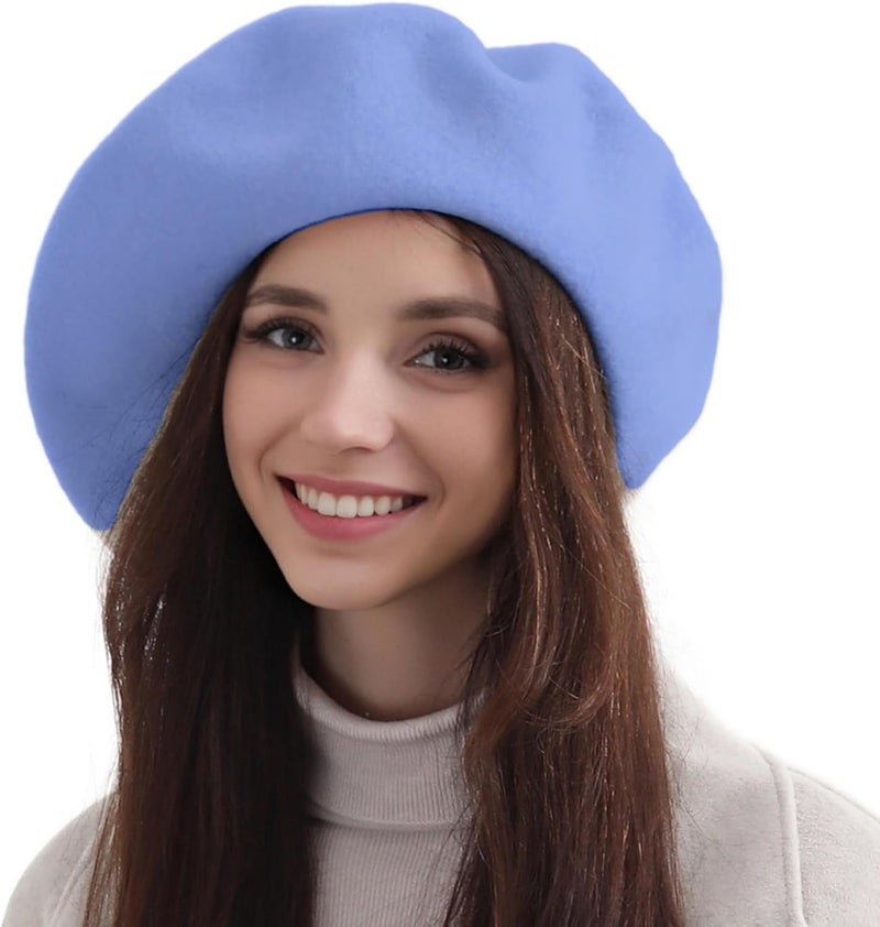 recapitula XXL 100% Wool French White Beret Hats for Women Man Painter hat Classic Painter's Hat Girl Solid Color Classic - Image 1